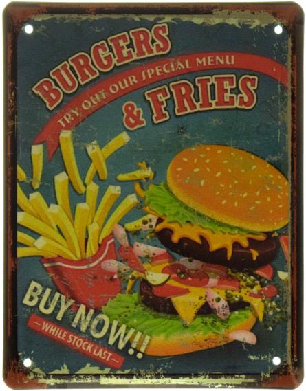 Гамбургери І Фрі (Buy Now!) (ms-001519) Металева табличка - 18x22см