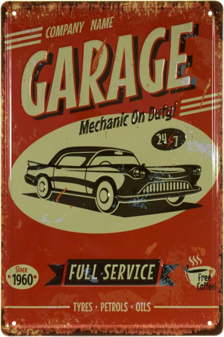 Гараж (Дежурный Механик! Полный Сервис) / Garage (Mechanic On Duty! Full Service) (ms-002333) Металлическая табличка - 20x30см