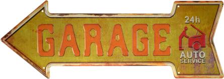 Гараж / Garage (24h Auto Service) (ms-001583) Металлическая табличка - 16x45см