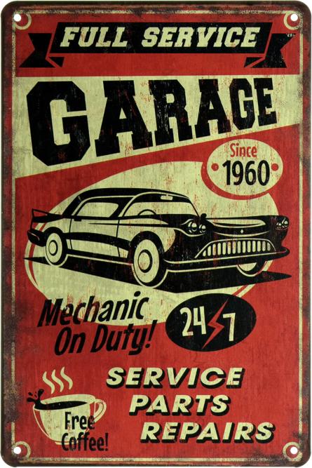 Гараж, Механік На Чергуванні! / Garage Mechanic On Duty! (ms-001385) Металева табличка - 20x30см