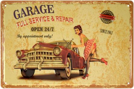 Гараж (Полное Обслуживание И Ремонт) / Garage (Full Service And Repair) (ms-001539) Металлическая табличка - 20x30см