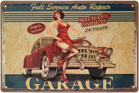 Гараж (Полный Сервис) / Garage (Full Service) (ms-001540) Металлическая табличка - 20x30см