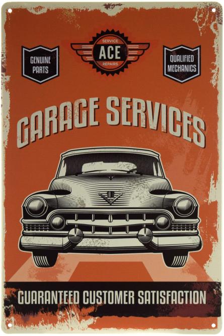 Гаражний Сервіс / Garage Services (Guaranteed Customer Satisfaction) (ms-001388) Металева табличка - 20x30см
