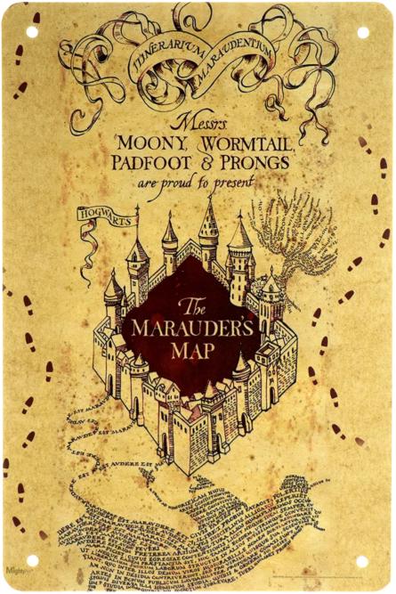 Гарри Поттер (Карта Мародеров) / Harry Potter (The Marauders Map) (ms-003072) Металлическая табличка - 20x30см