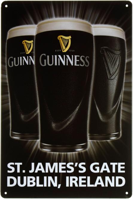 Гиннесс / Guinness (St. James's Gate Dublin, Ireland) (ms-00395) Металлическая табличка - 20x30см