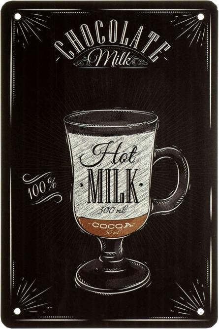 Горячий Шоколад С Молоком (ms-003162) Металлическая табличка - 20x30см