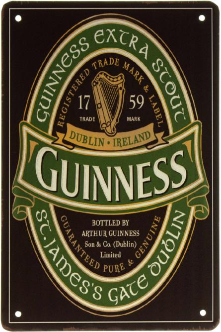 Guinness (Bottled By Arthur Guinness) (ms-002293) Металева табличка - 20x30см