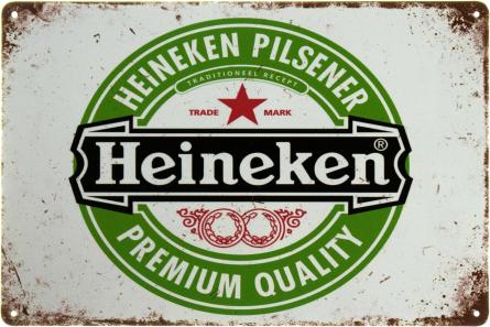 Heineken (Белый Фон) (ms-002710) Металлическая табличка - 20x30см