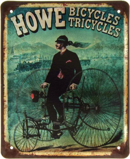 Howe Bicycles Трехколесные Велосипеды (ms-002367) Металлическая табличка - 18x22см