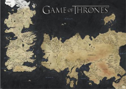 Игра Престолов (Карта Вестероса и Эссоса) / Game of Thrones (Map of Westeros & Essos) (ps-00347) Постер/Плакат - Мега (100x140см)