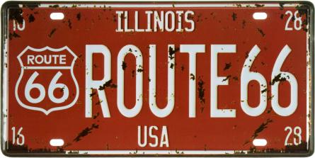 Иллинойс / Illinois (Route 66) (ms-001104) Металлическая табличка - 15x30см