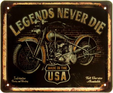 Легенды Не Умирают Никогда (Сделано В США) / Legends Never Die (Made In The USA) (ms-103942) Металлическая табличка - 18x22см