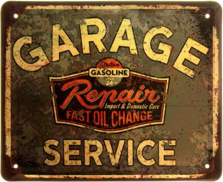 Гаражне Обслуговування. Ремонт. Швидка Заміна Масла / Garage Service. Repair. Fast Oil Change (ms-103964) Металева табличка - 18x22см