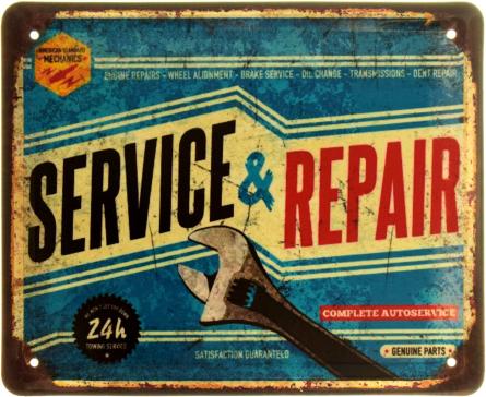 Сервіс І Ремонт. Повний Автосервіс / Service & Repair. Complete Autoservice (ms-103966) Металева табличка - 18x22см