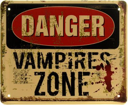 Небезпека! Зона Вампірів / Danger! Vampires Zone (ms-103967) Металева табличка - 18x22см