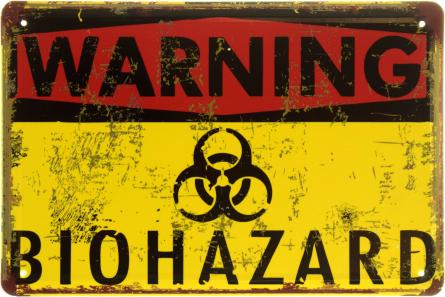 Увага! Біологічна Небезпека / Warning! Biohazard (ms-103988) Металева табличка - 20x30см