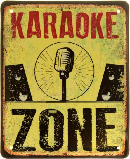 Зона Караоке / Karaoke Zone (ms-103836) Металева табличка - 18x22см