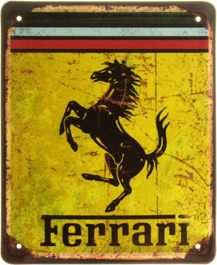 Феррари (Гарцующий Конь) / Ferrari (ms-103842) Металлическая табличка - 18x22см
