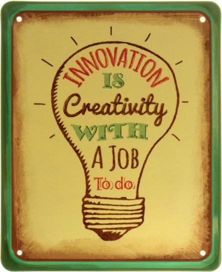 Инновации — Это Творчество С Работой / Innovation Is Creativity With A Job To Do (ms-103843) Металлическая табличка - 18x22см
