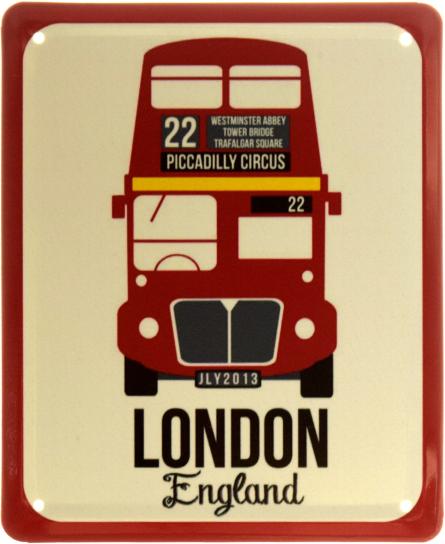 Лондон, Англия (Красный Автобус) / London, England (Red Bus) (ms-103861) Металлическая табличка - 18x22см