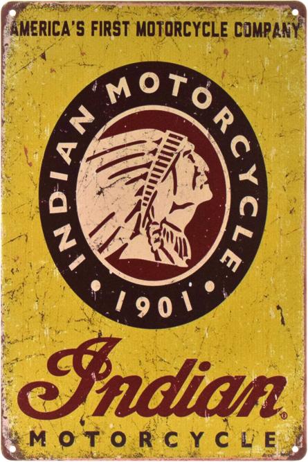 Indian (America's First Motorcycle Company) (ms-002194) Металева табличка - 20x30см