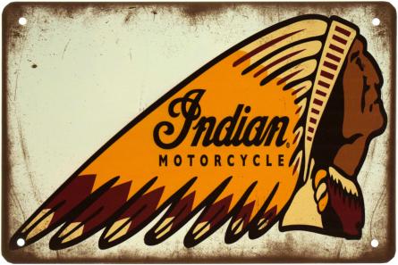 Indian (Логотип, Білий Фон) (ms-003190) Металева табличка - 20x30см