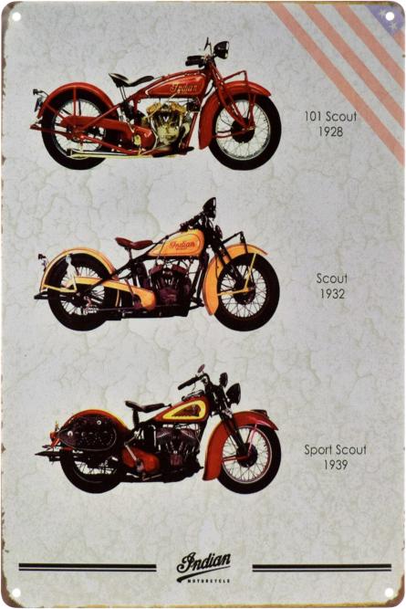 Indian (Three Motorcycle) (ms-002281) Металева табличка - 20x30см