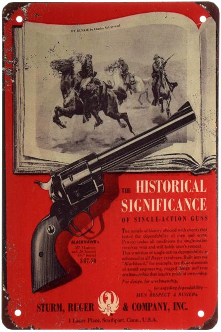 Історичне Значення Зброї Одинарної Дії / The Historical Significance Of Single-Action Guns (ms-003076) Металева табличка - 20x30см