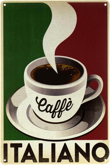 Італійська Кава / Caffè Italiano (ms-002180) Металева табличка - 20x30см
