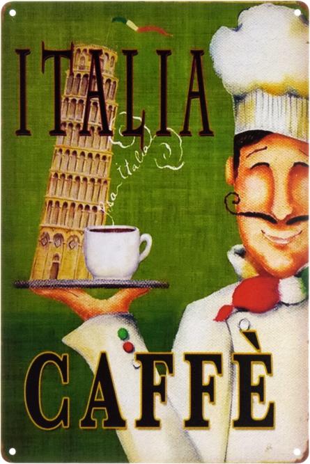 Итальянское Кафе / Italia Caffé (ms-001992) Металлическая табличка - 20x30см