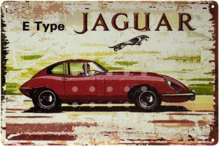 Jaguar E Type (ms-002437) Металлическая табличка - 20x30см