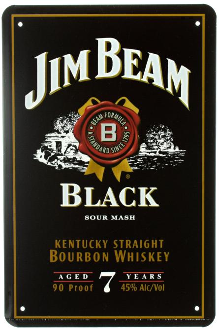 Jim Beam Black Kentucky Straight Bourbon Whisky (Jim Beam Black Label) (ms-00820) Металева табличка - 20x30см