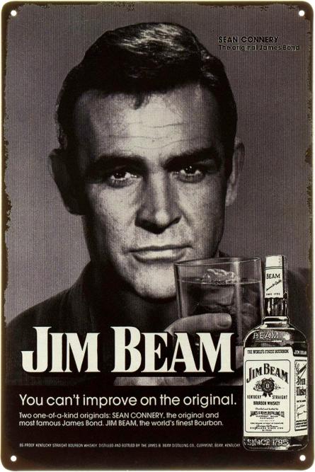 Jim Beam (Джеймс Бонд) (ms-002195) Металлическая табличка - 20x30см