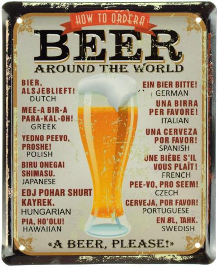 Как Заказать Пиво (Пиво, Пожалуйста!) / How To Order A Beer (A Beer, Please!) (ms-001059) Металлическая табличка - 18x22см