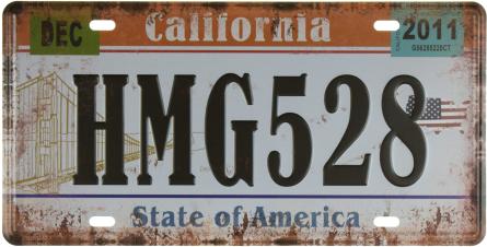 Калифорния / California (HMG528) (ms-001101) Металлическая табличка - 15x30см