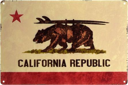 Калифорнийская Республика / California Republic (ms-001906) Металлическая табличка - 20x30см