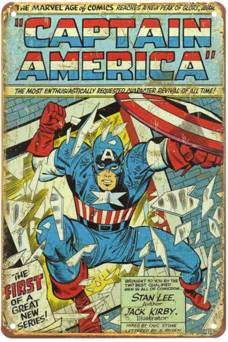 Капітан Америка (Чудовий Комікс) (ms-00501) Металева табличка - 20x30см