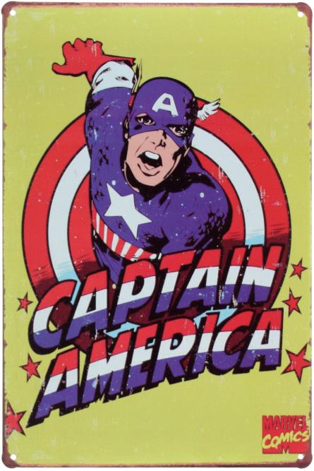 Капитан Америка (Classic Marvel Superhero) (ms-00965) Металлическая табличка - 20x30см