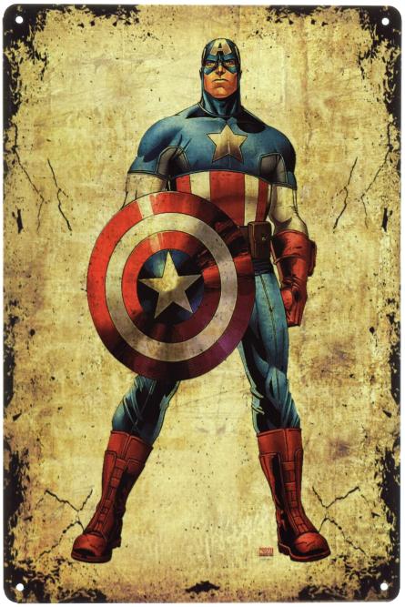 Капитан Америка (Комикс) (ms-00638) Металлическая табличка - 20x30см