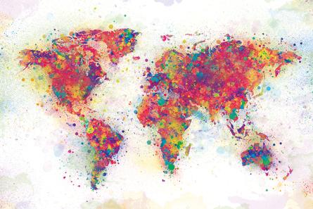 Карта Світу (Кольорова) / World Map (Colour Splash) (ps-00238) Постер/Плакат - Стандартний (61x91.5см)