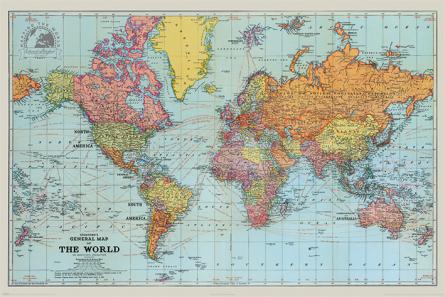 Карта Мира / Stanfords General Map Of The World (Colour) (ps-002117) Постер/Плакат - Стандартный (61x91.5см)