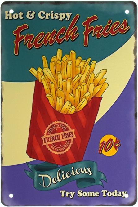 Картошка Фри (Горячяя И Хрустящяя) / French Fries (Hot & Crispy) (ms-003001) Металлическая табличка - 20x30см