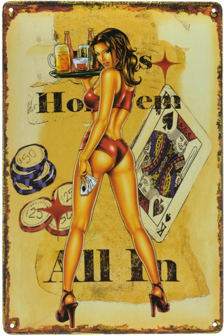 Казино (Texas Holdem All In) (ms-00624) Металлическая табличка - 20x30см