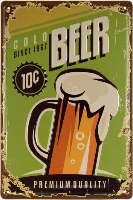 Холодное Пиво Высшего Качества / Cold Beer Premium Quality (ms-001827) Металлическая табличка - 20x30см