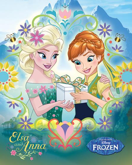 Холодное Сердце (Кадр Анны и Эльзы) / Frozen Fever (Anna & Elsa Frame) (ps-002577) Постер/Плакат - Мини (40x50см)