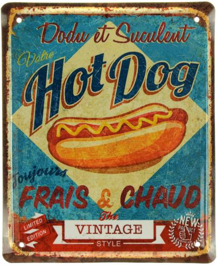 Хот-Дог / Hot Dog (The Vintage Style) (ms-001056) Металлическая табличка - 18x22см