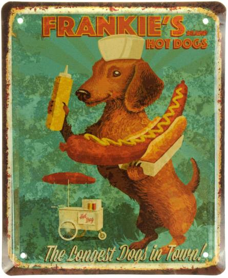 Хот-Доги / Frankie's Brand Hot Dogs (ms-001047) Металлическая табличка - 18x22см