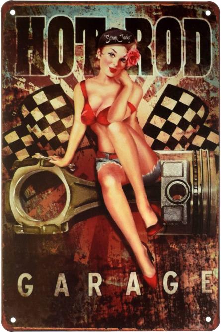 Хот Род Гараж / Hot Rod Garage (Pin Up) (ms-001681) Металлическая табличка - 20x30см