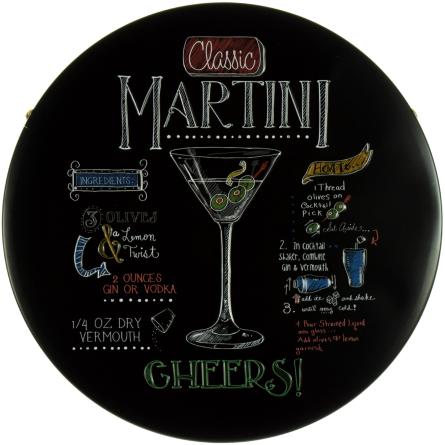 Классический Мартини / Classic Martini (ms-002013) Металлическая табличка - 30см (круглая)