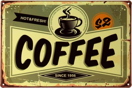 Кофе / Coffee (Since 1956) (ms-002477) Металлическая табличка - 20x30см
